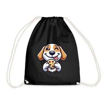 Beagle Hund Nachtisch Cookie Süßigkeit - Turnbeutel - Schwarz - Vorne