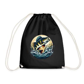 Perch Fishing Predator Fish Fishing - Drawstring Bag - black - Front