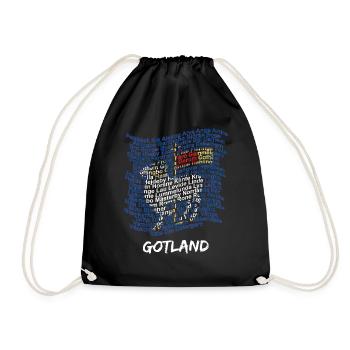 Gotland - Socken als Flagge - Turnbeutel - Schwarz - Vorne