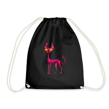 Halloween Cat Knife Creepy Gift Idea - Drawstring Bag - black - Front