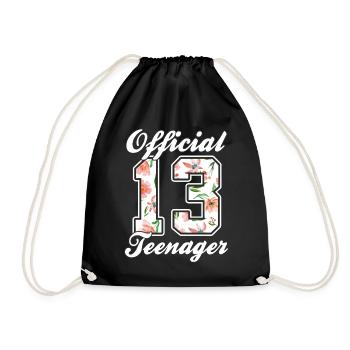 13th Birthday - Official Teen Girl - Drawstring Bag - black - Front