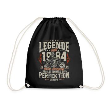 Living Legend 1984 Vintage Birthday Motorcycle - Drawstring Bag - black - Front