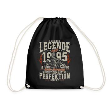 Living Legend 1995 Birthday Motorcycle Gift - Drawstring Bag - black - Front