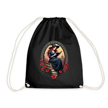 Livre Sorcière aux coquelicots - Sac de sport léger - noir - Devant