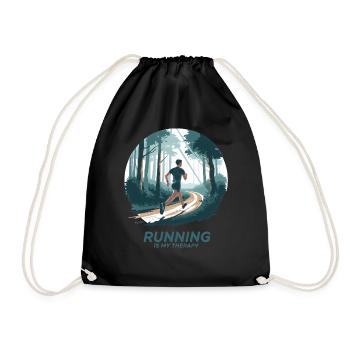 Running is My Therapy – Laufen in der Natur - Turnbeutel - Schwarz - Vorne