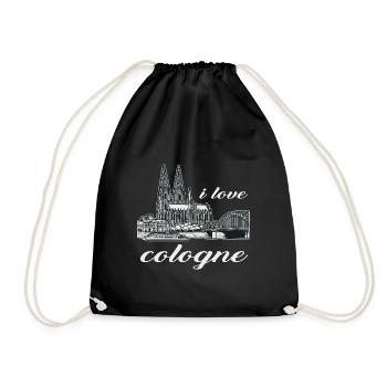 J’adore Cologne Design avec la cathédrale de Cologne et le Rhin - Sac de sport léger - noir - Devant