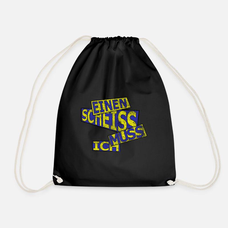 I have to shit - vintage - Drawstring Bag - black