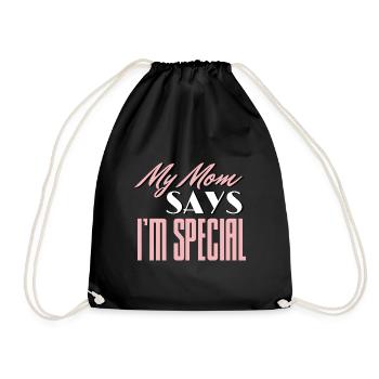 My Mom Says I'm Special Funny Sarcastic Saying - Drawstring Bag - black - Front