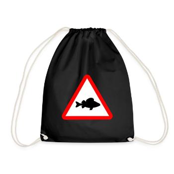 Attention Perch Perca Fluviatilis Fishing - Drawstring Bag - black - Front