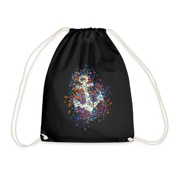 Anchor symbol color splashes splashes splashes - Drawstring Bag - black - Front