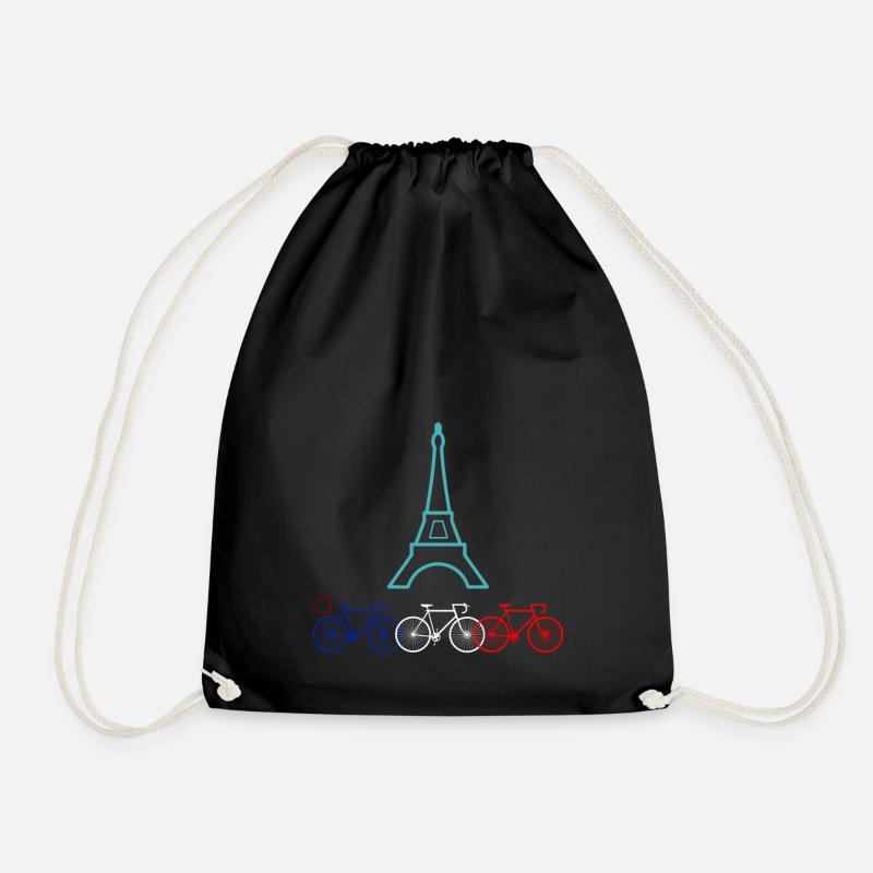 Biking in Paris - Drawstring Bag - black