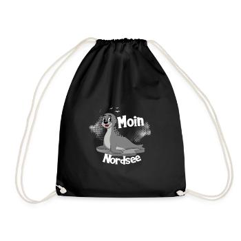 Moin Nordsee mit Seehund für Strandurlaub - Turnbeutel - Schwarz - Vorne