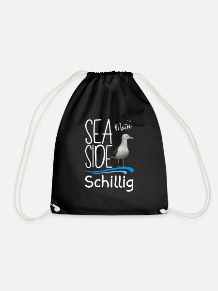 Schillig Nordsee Moin Insel Schillig Sea Side Möwe - Turnbeutel - Schwarz