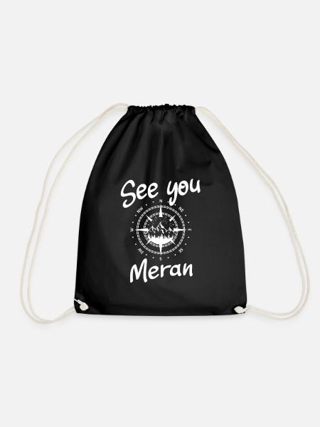 Meran Snowboarden Wandern und Ski fahren - Turnbeutel - Schwarz