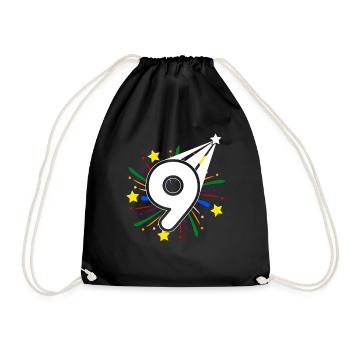 9 years old 9th birthday party number 9 - Drawstring Bag - black - Front