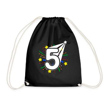 5 years old 5th birthday party number 5 - Drawstring Bag - black - Front