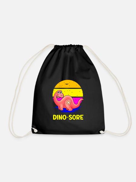 Dino - Sore Funny Dinosaur Pun - Drawstring Bag - black