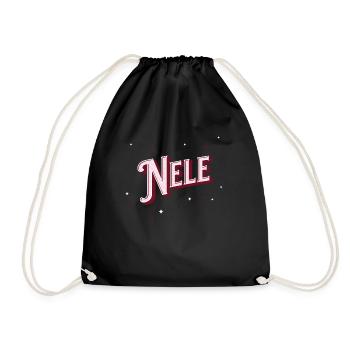 Nele Namen personalisiert - Turnbeutel - Schwarz - Vorne