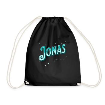 Jonas Namen personalisiert - Turnbeutel - Schwarz - Vorne
