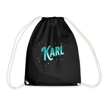 Karl Namen personalisiert - Turnbeutel - Schwarz - Vorne