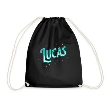 Lucas Namen personalisiert - Turnbeutel - Schwarz - Vorne
