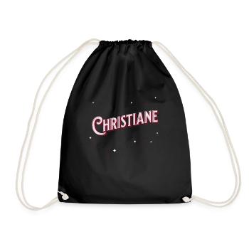 Christiane Namen personalisiert - Turnbeutel - Schwarz - Vorne