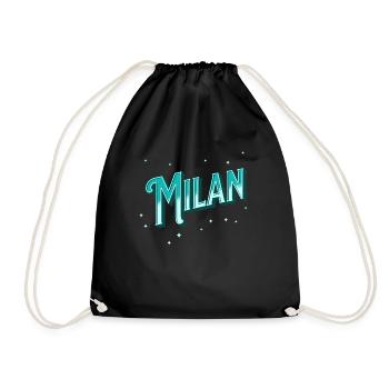 Milan Namen personalisiert - Turnbeutel - Schwarz - Vorne