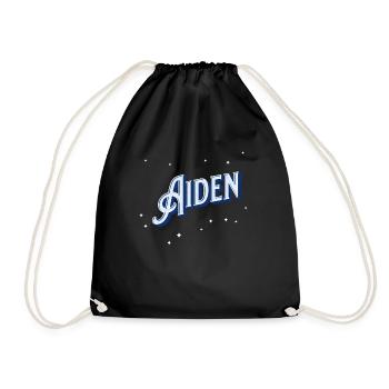 Aiden Namen personalisiert - Turnbeutel - Schwarz - Vorne
