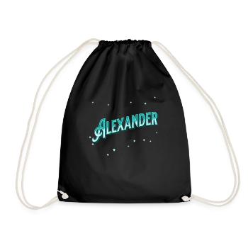 Alexander Namen personalisiert - Turnbeutel - Schwarz - Vorne