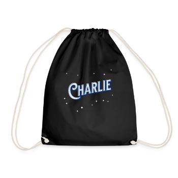 Charlie Namen personalisiert - Turnbeutel - Schwarz - Vorne