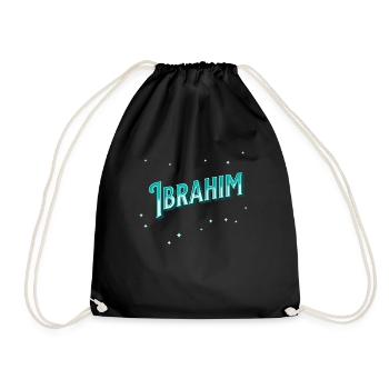Ibrahim Namen personalisiert - Turnbeutel - Schwarz - Vorne
