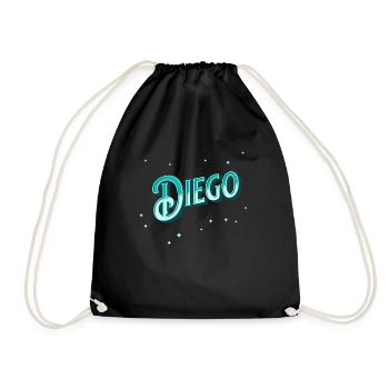 Diego Namen personalisiert - Turnbeutel - Schwarz - Vorne