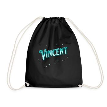 Vincent Namen personalisiert - Turnbeutel - Schwarz - Vorne
