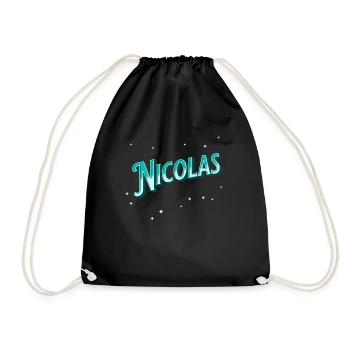 Nicolas Namen personalisiert - Turnbeutel - Schwarz - Vorne