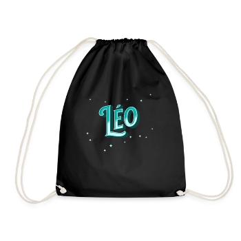 Leo Namen personalisiert - Turnbeutel - Schwarz - Vorne