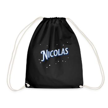 Nicolas Namen personalisiert - Turnbeutel - Schwarz - Vorne