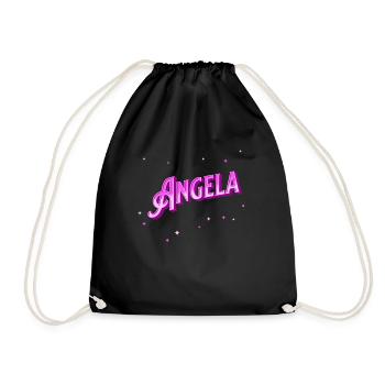 Angela Namen personalisiert - Turnbeutel - Schwarz - Vorne