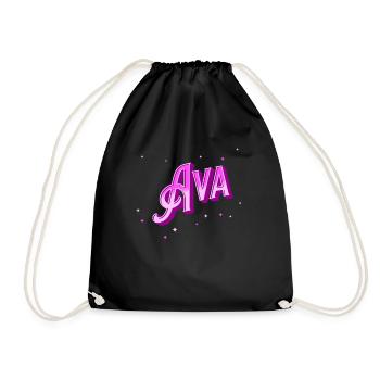 Ava Namen personalisiert - Turnbeutel - Schwarz - Vorne