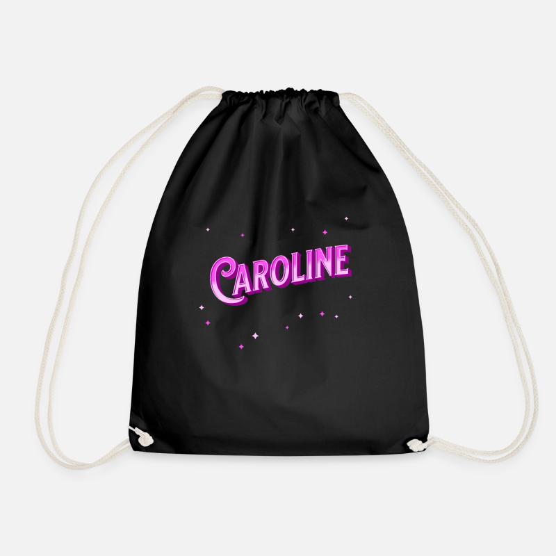 Caroline name personalized - Drawstring Bag - black
