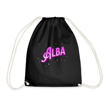 Alba Namen personalisiert - Turnbeutel - Schwarz - Vorne