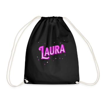 Laura Namen personalisiert - Turnbeutel - Schwarz - Vorne