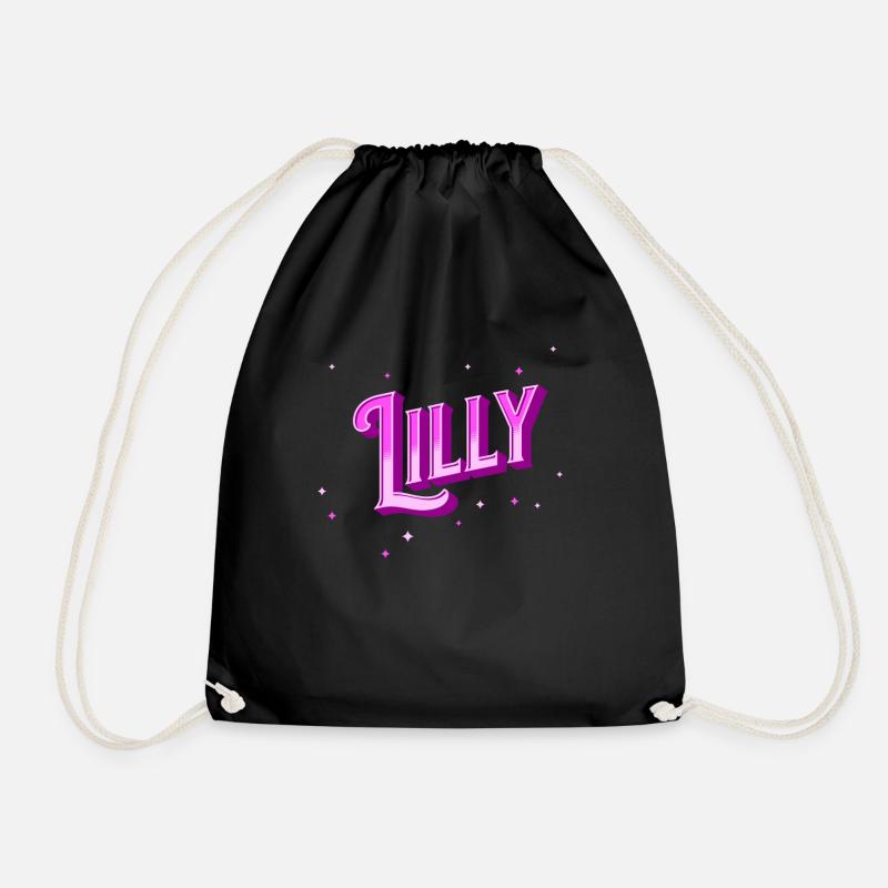 Lilly Namen personalisiert - Turnbeutel - Schwarz