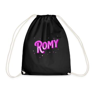 Romy Namen personalisiert - Turnbeutel - Schwarz - Vorne
