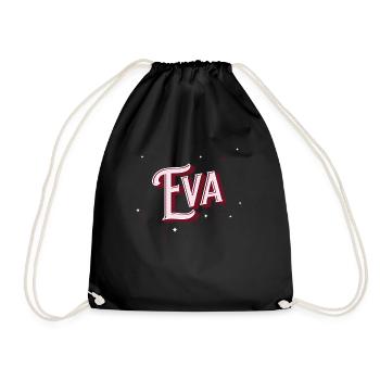 Eva Namen personalisiert - Turnbeutel - Schwarz - Vorne