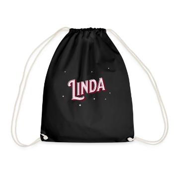 Linda Namen personalisiert - Turnbeutel - Schwarz - Vorne