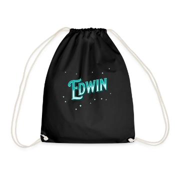 Edwin name personalized - Drawstring Bag - black - Front