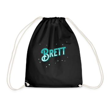 Brett Namen personalisiert - Turnbeutel - Schwarz - Vorne