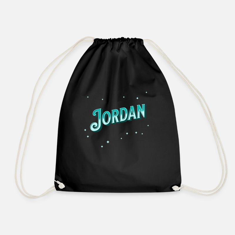 Jordan name personalized - Drawstring Bag - black