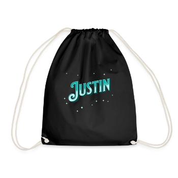 Justin Namen personalisiert - Turnbeutel - Schwarz - Vorne