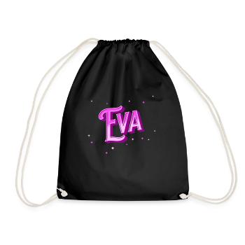 Eva Namen personalisiert - Turnbeutel - Schwarz - Vorne
